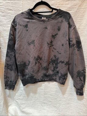 Women’s Black Tie-Dye Crewneck Sweatshirt - Relaxed Fit